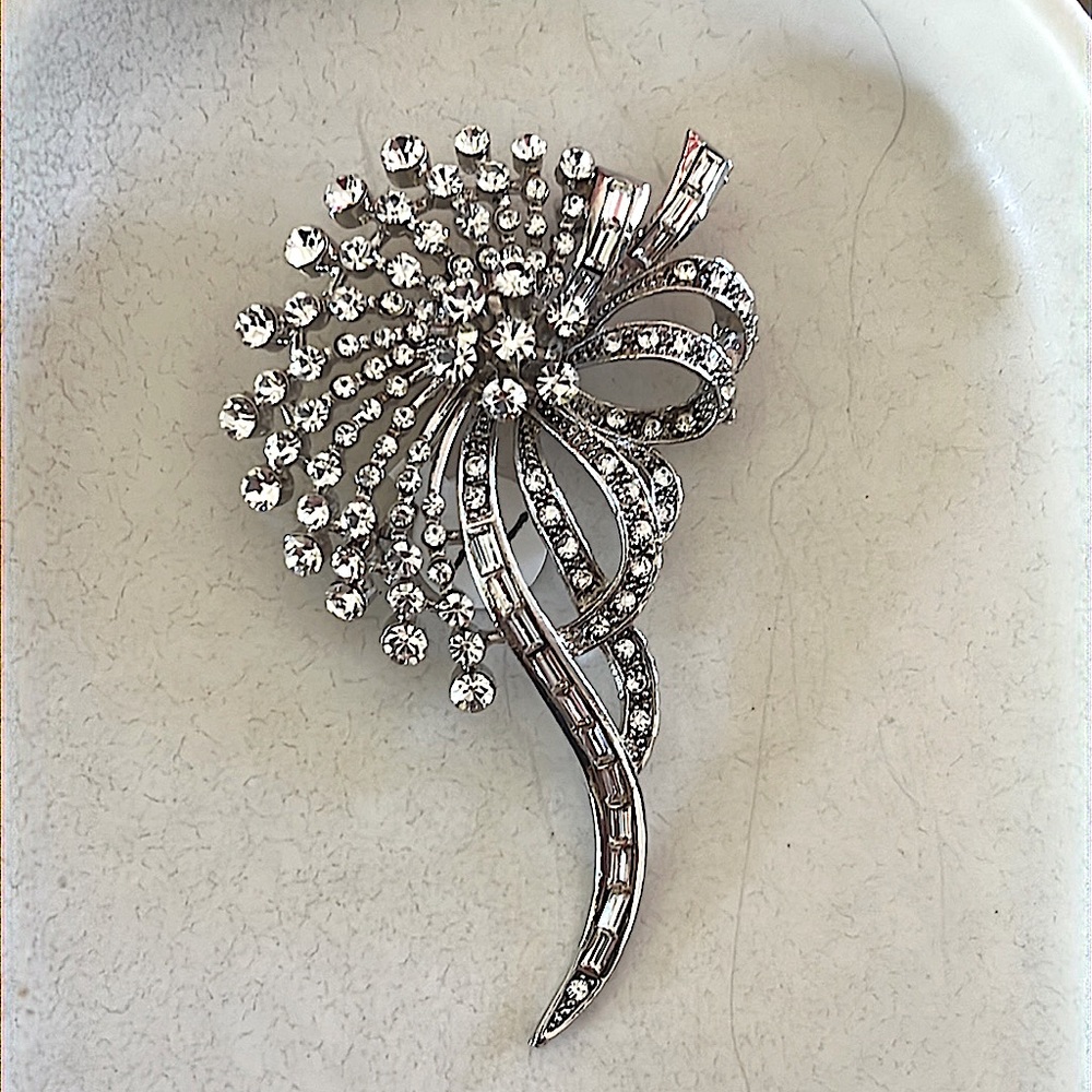 Vintage Inspired Large Baguette Crystal Brooch - NEW